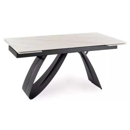 DEVON Kerámia Kihúzható Asztal 160-220 cm Fehér Márvány/Fekete