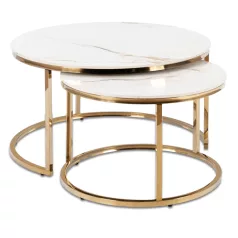 MILANO Kerámia Asztal Garnitúra Fehér Márvány/Arany