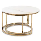 MILANO Kerámia Asztal Garnitúra Fehér Márvány/Arany