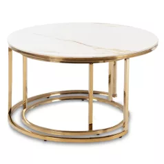 MILANO Kerámia Asztal Garnitúra Fehér Márvány/Arany