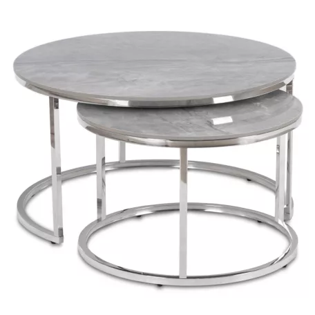 MILANO Kerámia Asztal Garnitúra Szürke Márvány/Ezüst