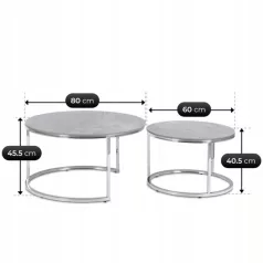 MILANO Kerámia Asztal Garnitúra Szürke Márvány/Ezüst