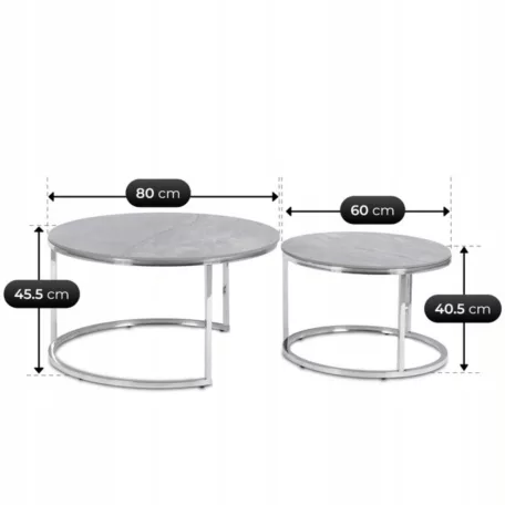 MILANO Kerámia Asztal Garnitúra Szürke Márvány/Ezüst