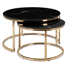 MILANO Kerámia Asztal Garnitúra Fekete Márvány/Arany