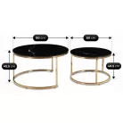 MILANO Kerámia Asztal Garnitúra Fekete Márvány/Arany
