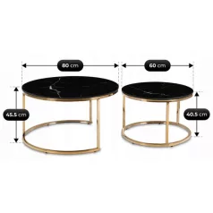 MILANO Kerámia Asztal Garnitúra Fekete Márvány/Arany