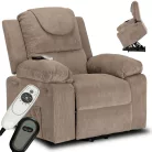 FENIX Elektromos Dönthető Masszázsfotel Felállási Funkcióval, Bézs