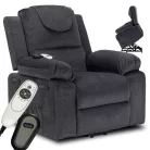 FENIX Elektromos Dönthető Masszázsfotel Felállási Funkcióval, Sötétszürke