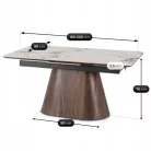 LIZBONA Kerámia Kihúzható Asztal 160-200 cm Fehér Márvány/Diófa