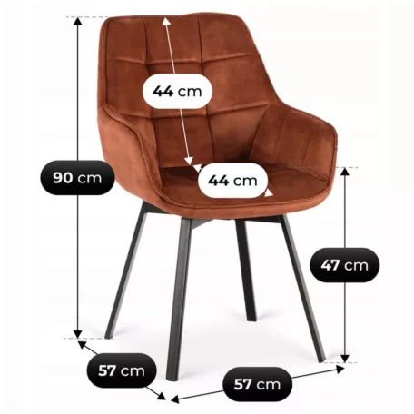 LUNA piros bársony forgószék