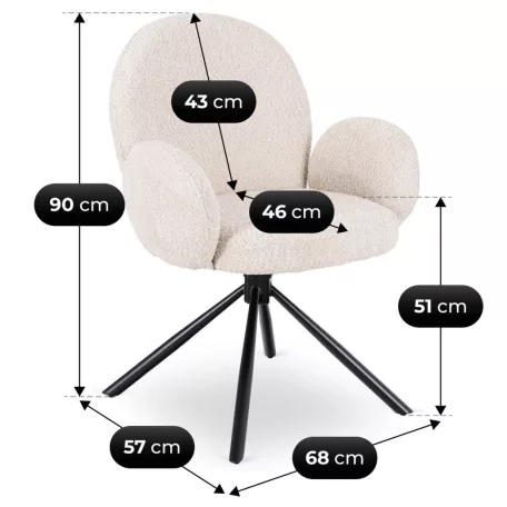 MUSSO bézs színű boucle forgószék