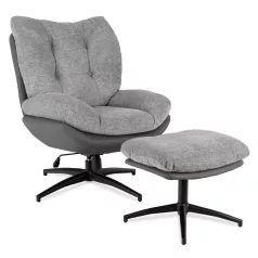 FREMONT Forgószék lábtartóval, szürke/fekete