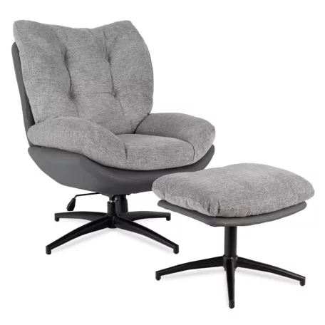 FREMONT Forgószék lábtartóval, szürke/fekete