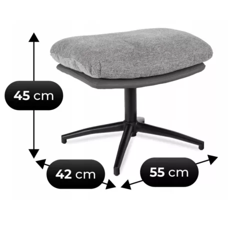 FREMONT Forgószék lábtartóval, szürke/fekete