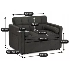 CORRA dönthető fotel alváshoz, fekete