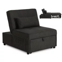 IBERIS 80 cm-es dönthető fotel alváshoz, fekete