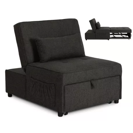 IBERIS 80 cm-es dönthető fotel alváshoz, fekete