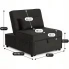 IBERIS 80 cm-es dönthető fotel alváshoz, fekete