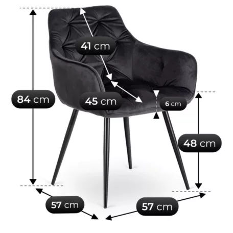 MODESTO fekete bársony szék