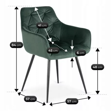 MODESTO zöld bársony szék