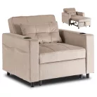 SOLOR bézs kordbársony dönthető fotel