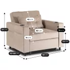 SOLOR bézs kordbársony dönthető fotel