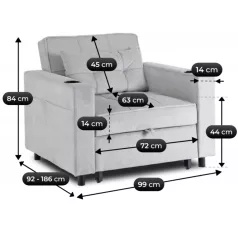 SOLOR szürke kordbársony dönthető fotel