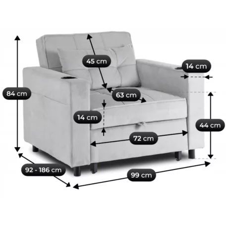 SOLOR szürke kordbársony dönthető fotel