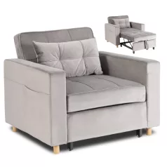 SOLOR szürke bársony dönthető fotel