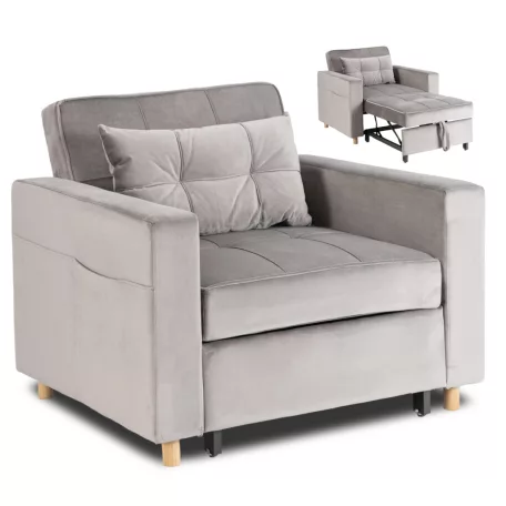 SOLOR szürke bársony dönthető fotel