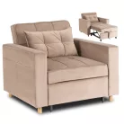 SOLOR bézs bársony dönthető fotel