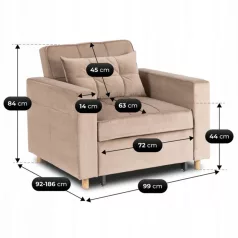 SOLOR bézs bársony dönthető fotel