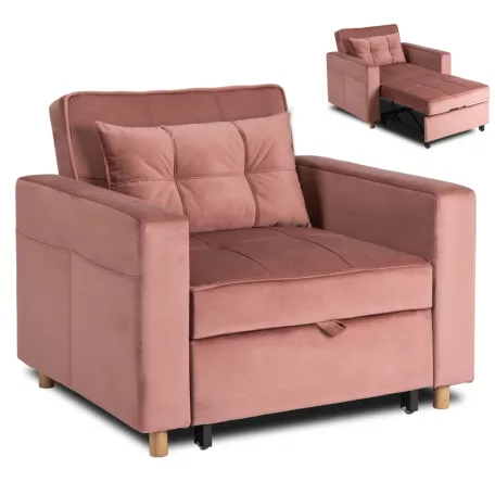 SOLOR Rózsaszín Bársony Dönthető Fotel