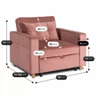 SOLOR Rózsaszín Bársony Dönthető Fotel