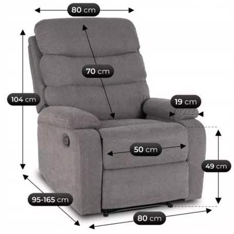 KOBE dönthető fotel, szürke szövet