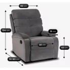 KOBE szürke bársony dönthető fotel