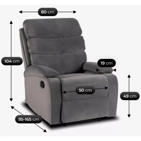 KOBE szürke bársony dönthető fotel