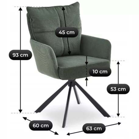 CITY zöld kordbársony forgószék