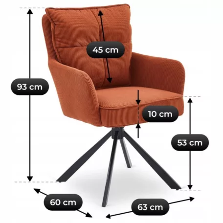 CITY Forgószék Gyömbér Kordbársony