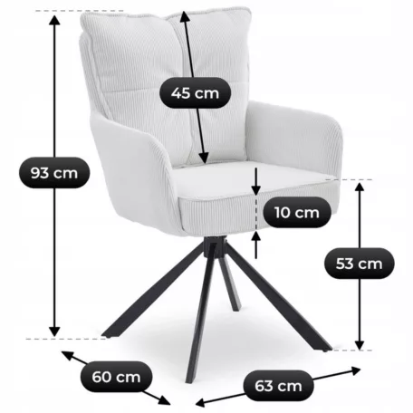 CITY krémszínű kordbársony forgószék