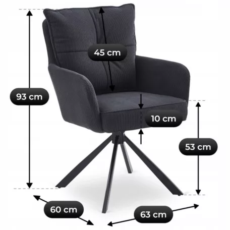 CITY Forgószék Fekete Kordbársony