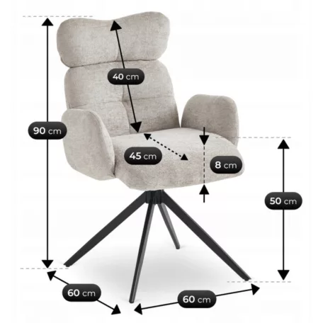 ALVARO szürke boucle forgószék nappaliba