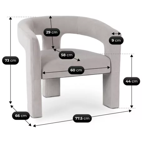 LILLE Szürke Bársony Lounge Fotel