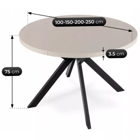 LUKAS Kihúzható asztal 100-250 cm Kasmír/Fekete