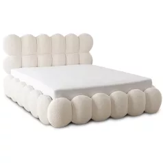   ANKARA ágy 140x200-as tárolórekesszel, krémszínű, boucle mintás