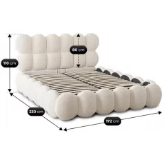   ANKARA ágy 140x200-as tárolórekesszel, krémszínű, boucle mintás