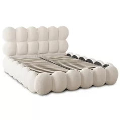   ANKARA ágy 160x200-as tárolórekesszel, krémszínű, boucle mintás