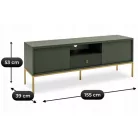 MARCOS TV szekrény 155 cm hornyolt zöld