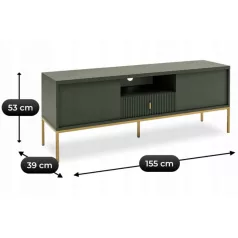 MARCOS TV szekrény 155 cm hornyolt zöld