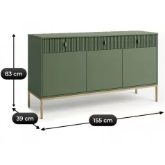 MARCOS Fiókos Komód 155 cm Zöld